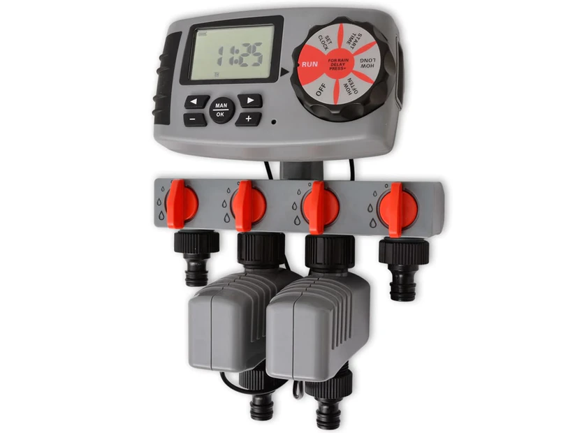 vidaXL Automatic Irrigation Timer with 4 Stations 3 V