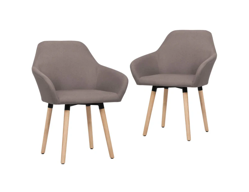 vidaXL Dining Chairs 2 pcs Taupe Fabric