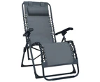 vidaXL Folding Deck Chair Grey Textilene