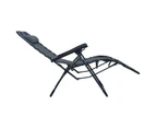 vidaXL Folding Deck Chair Grey Textilene