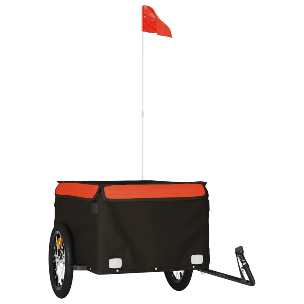 vidaXL Bike Trailer Black and Orange 45 kg Iron