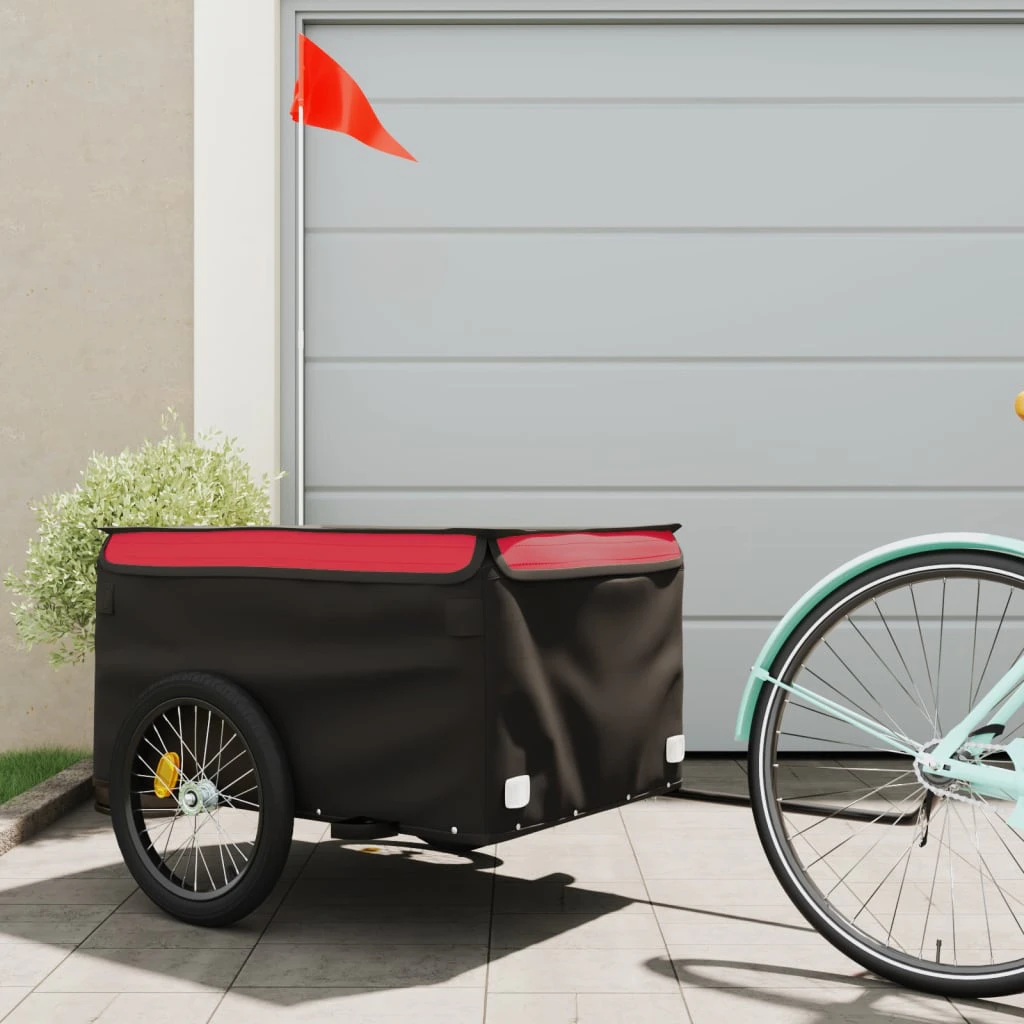 vidaXL Bike Trailer Black and Red 45 kg Iron