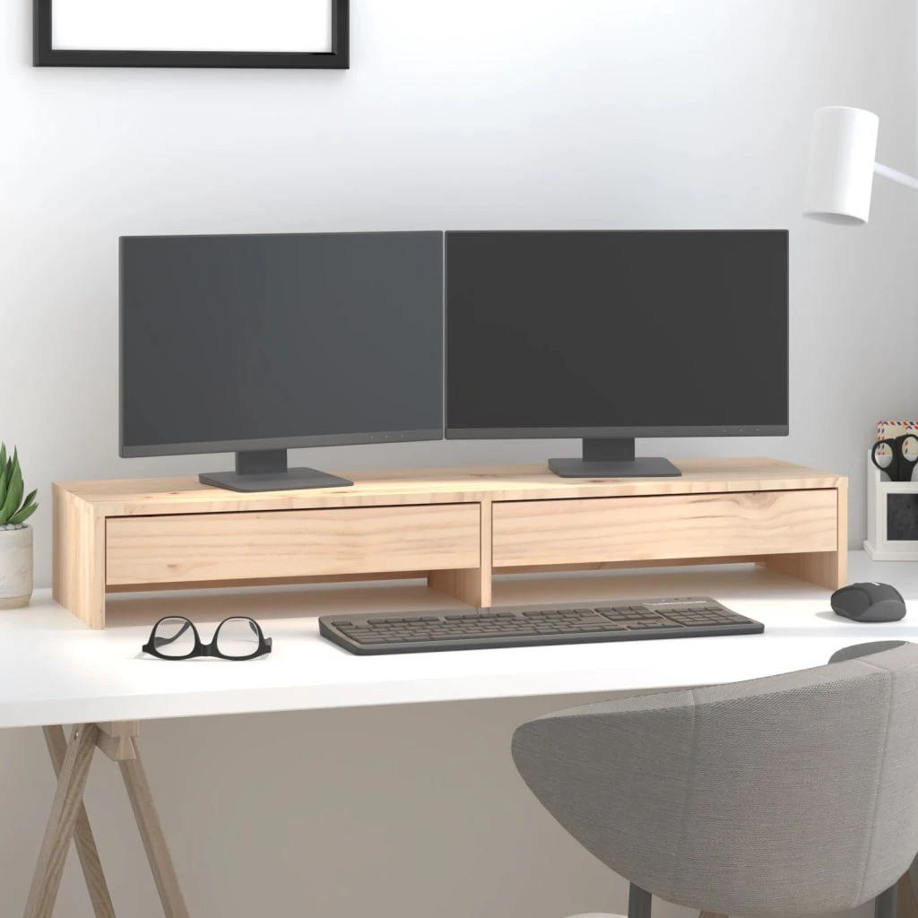 vidaXL Monitor Stand 100x27x15 cm Solid Wood Pine