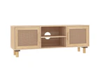 vidaXL TV Cabinet Brown 105x30x40 cm Solid Wood Pine&Natural Rattan