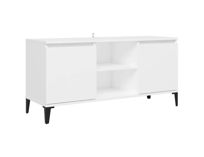 vidaXL TV Cabinet with Metal Legs White 103.5x35x50 cm