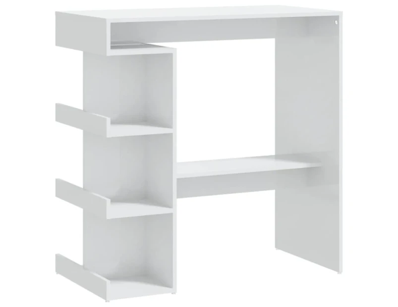 vidaXL Bar Table with Storage Rack High Gloss White 100x50x101.5 cm