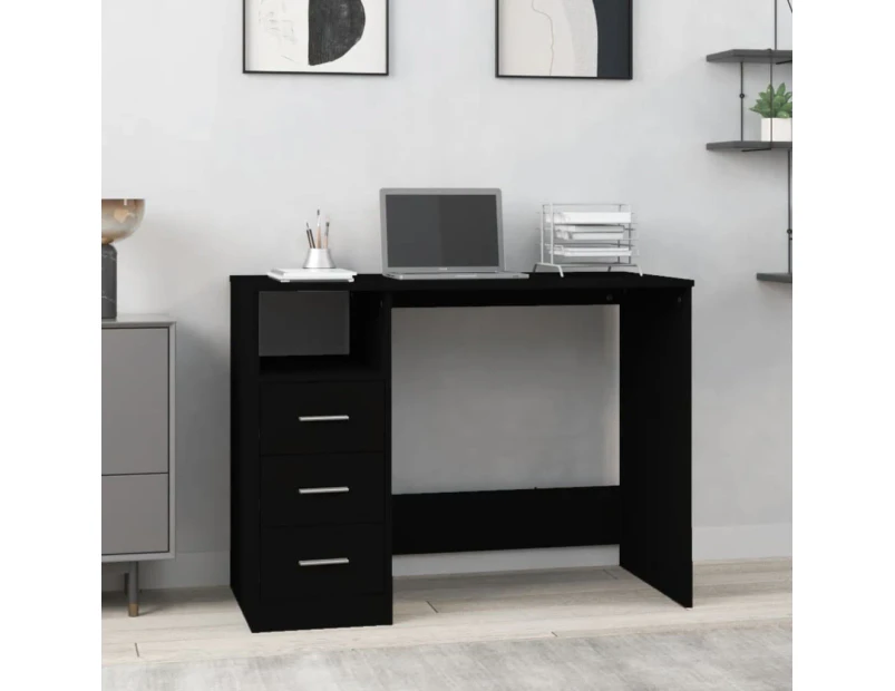 vidaXL Desk with Drawers Black 102x50x76 cm Engineered Wood