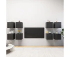 vidaXL Wall Mounted TV Cabinets 8 pcs Grey 30.5x30x30 cm