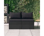 vidaXL Garden Middle Sofas with Cushions 2 pcs Black Poly Rattan