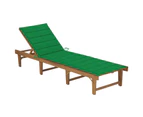 vidaXL Folding Sun Lounger with Cushion Solid Acacia Wood