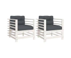 vidaXL Garden Chairs with Cushions 2 pcs White Solid Wood Pine