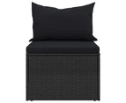 vidaXL Garden Middle Sofas with Cushions 2 pcs Black Poly Rattan
