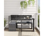 vidaXL Garden Sofa with Table and Cushions L-Shaped Grey Poly Rattan