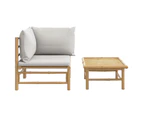 vidaXL 2 Piece Garden Lounge Set with Light Grey Cushions Bamboo