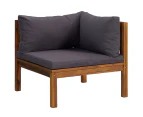 vidaXL Sectional Corner Sofa with Dark Grey Cushions Solid Acacia Wood