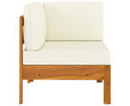 vidaXL Corner Sofa with Cream White Cushions Solid Acacia Wood