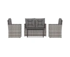 vidaXL 4 Piece Outdoor Lounge Set with Cushions Poly Rattan Grey