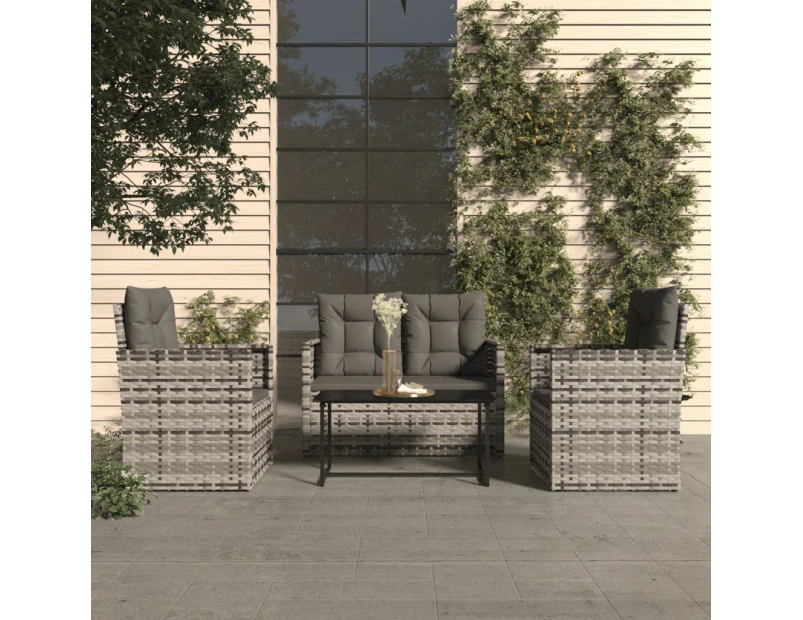 vidaXL 4 Piece Outdoor Lounge Set with Cushions Poly Rattan Grey