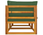 vidaXL Sectional Corner Sofas 2 pcs with Green Cushions Solid Wood Acacia