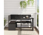 vidaXL Garden Sofa with Table and Cushions L-Shaped Black Poly Rattan