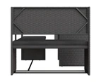 vidaXL Garden Sofa with Table and Cushions L-Shaped Black Poly Rattan