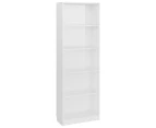 vidaXL 5-Tier Book Cabinet High Gloss White 60x24x175 cm Engineered Wood