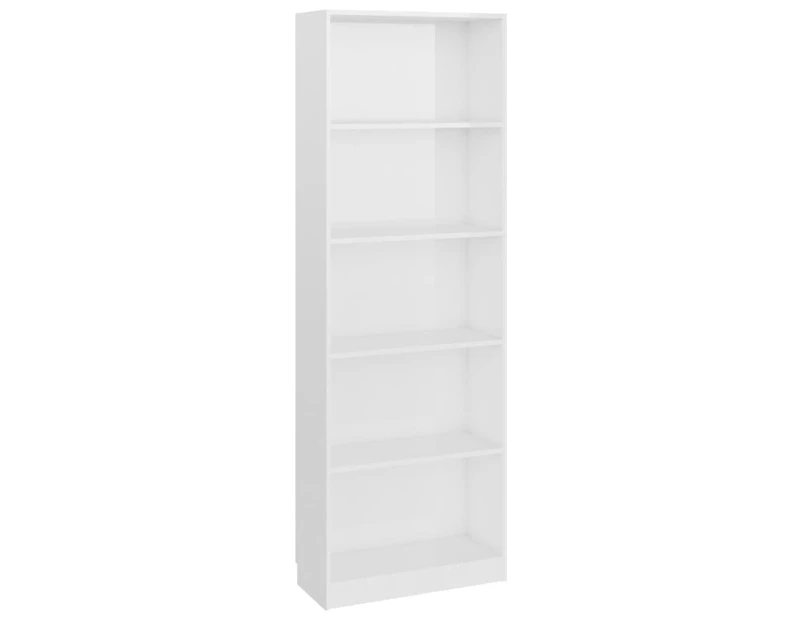 vidaXL 5-Tier Book Cabinet High Gloss White 60x24x175 cm Engineered Wood