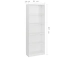 vidaXL 5-Tier Book Cabinet High Gloss White 60x24x175 cm Engineered Wood