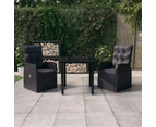 vidaXL 3 Piece Garden Dining Set with Cushions Black