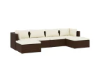 vidaXL 6 Piece Garden Lounge Set with Cushions Poly Rattan Brown