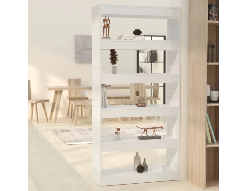 vidaXL Book Cabinet/Room Divider High Gloss White 80x30x166 cm Engineered Wood