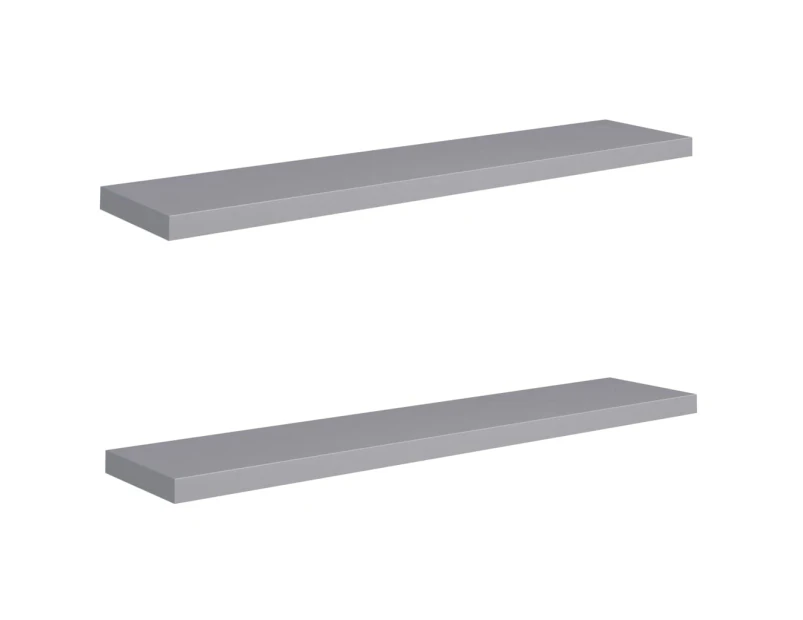 vidaXL Floating Wall Shelves 2 pcs Grey 120x23.5x3.8 cm MDF