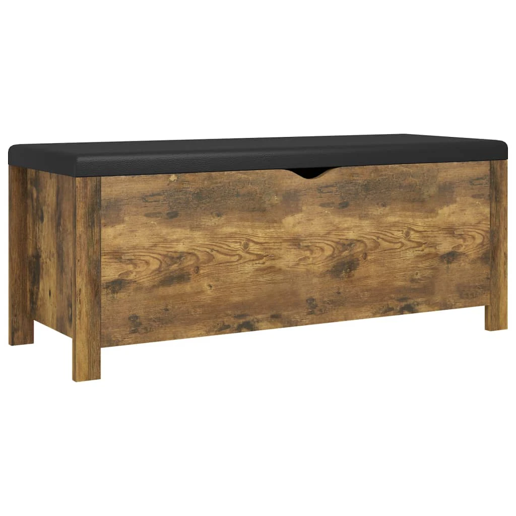 vidaXL Storage Box with Cushion Smoked Oak 105x40x45 cm