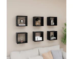 vidaXL Wall Cube Shelves 6 pcs Black 26x15x26 cm