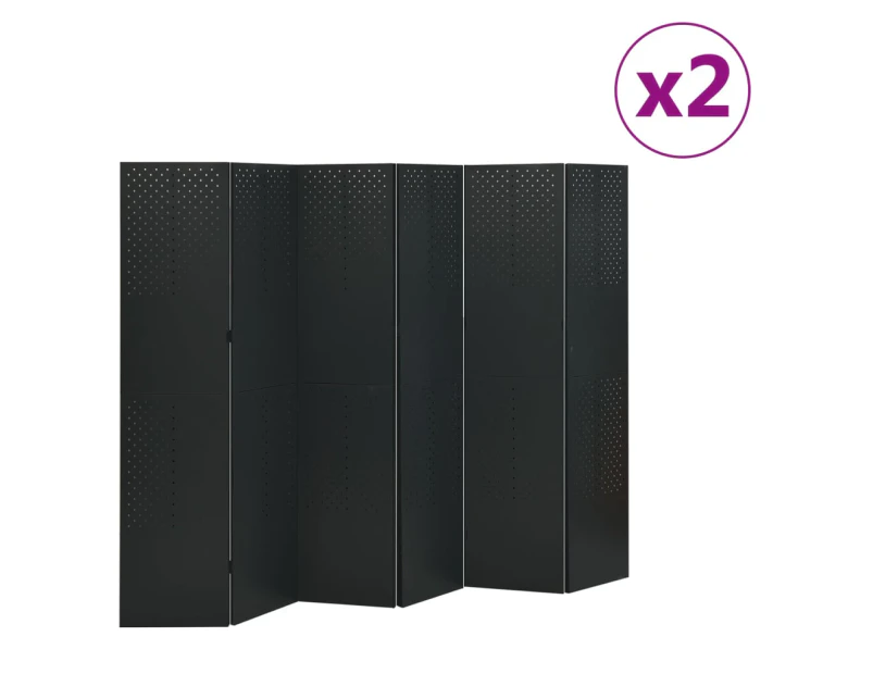 vidaXL 6-Panel Room Dividers 2 pcs Black 240x180 cm Steel