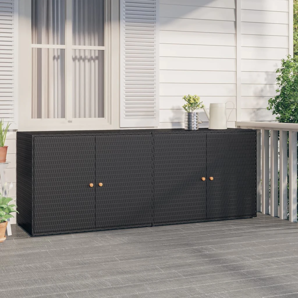 vidaXL Garden Storage Cabinet Black 198x55.5x80 cm Poly Rattan