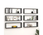 vidaXL Wall Cube Shelves 6 pcs High Gloss Grey 80x15x26.5 cm Engineered Wood