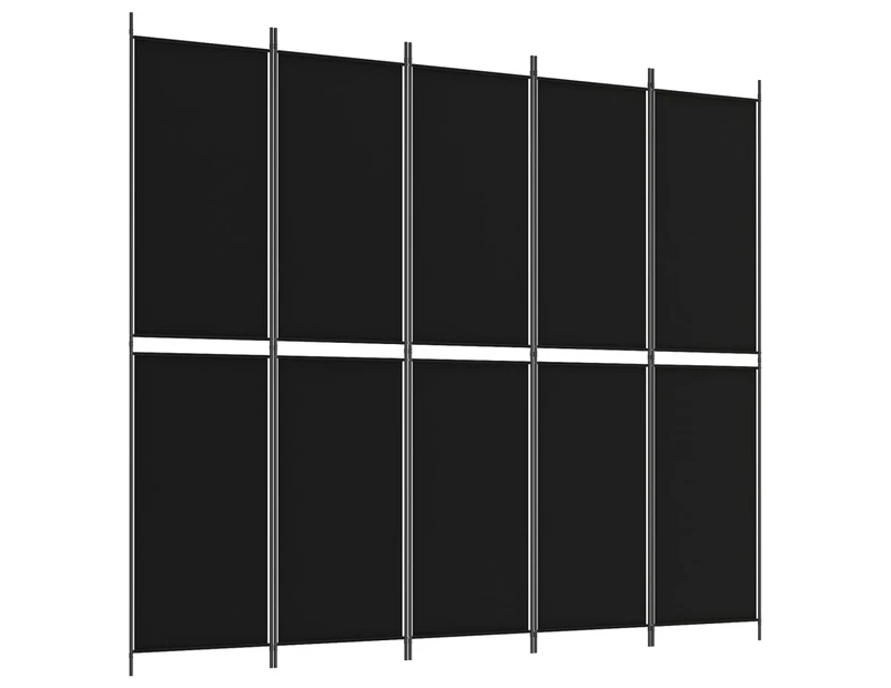 vidaXL 5-Panel Room Divider Black 250x220 cm Fabric