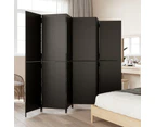 vidaXL Room Divider 6 Panels Black Poly Rattan