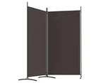 vidaXL 2-Panel Room Divider Brown 175x180 cm Fabric