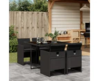 5 Piece Garden Dining Set with Cushions Black Poly Rattan