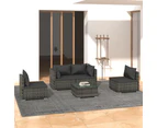 vidaXL 5 Piece Garden Lounge Set with Cushions Poly Rattan Grey