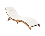 Sun Loungers with Cushions 2 pcs Cream White Solid Wood Acacia