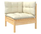 11 Piece Garden Lounge Set with Cream Cushions Pinewood