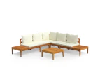 4 Piece Garden Lounge Set with Cream White Cushions Acacia Wood