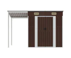 vidaXL Garden Shed with Extended Roof Brown 277x110.5x181 cm Steel