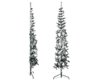 Slim Artificial Half Christmas Tree with Flocked Snow 210 cm