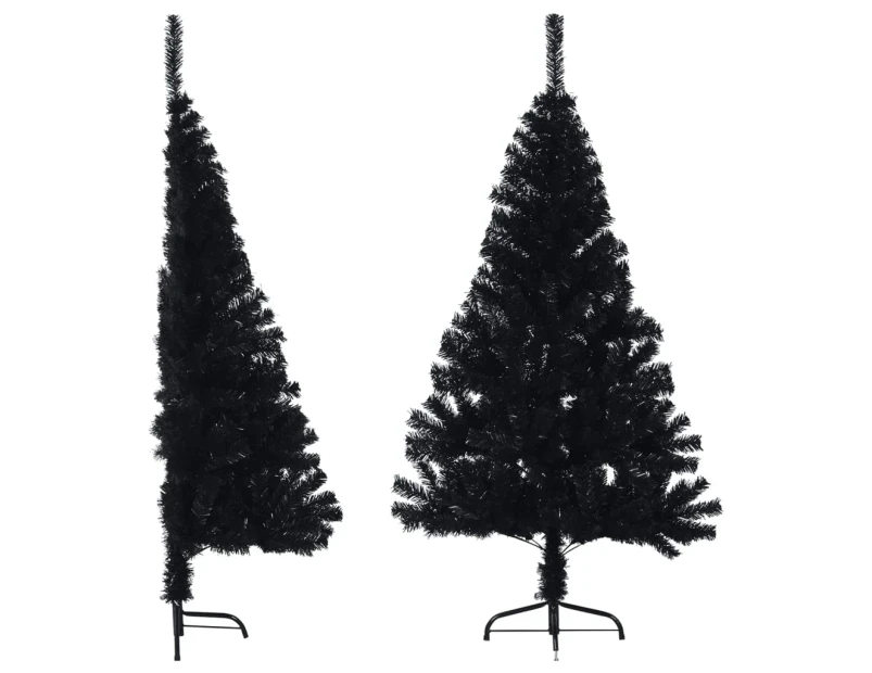 Artificial Half Christmas Tree with Stand Black 150 cm PVC