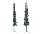 Slim Artificial Half Christmas Tree with Stand Green 180 cm