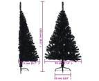 Artificial Half Christmas Tree with Stand Black 150 cm PVC